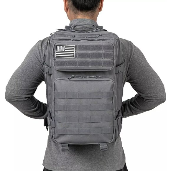 45L Tactical Backpack Grey Waterproof Multi Compartment for Hiking, Camping, - Picture 2 of 5